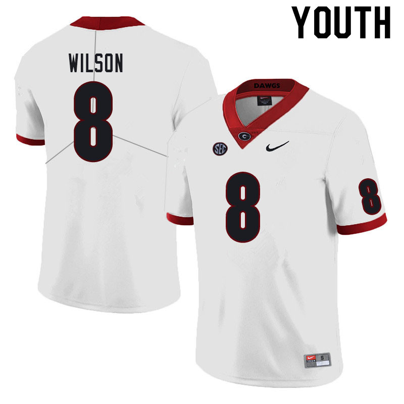 Youth #8 Divaad Wilson Georgia Bulldogs College Football Jerseys Sale-White - Click Image to Close